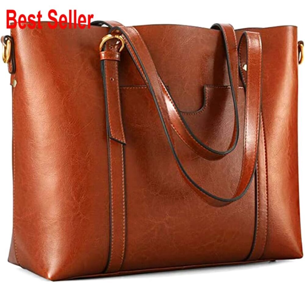 Genuine Leather Tote Bag with Adjustable Shoulder Strap Large Capacity